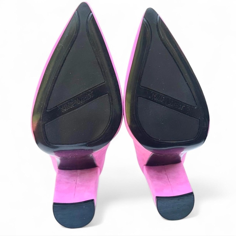 NWT Nine West Plana Suede Pink Pumps with ankle strap and block heel. - Picture 6 of 8